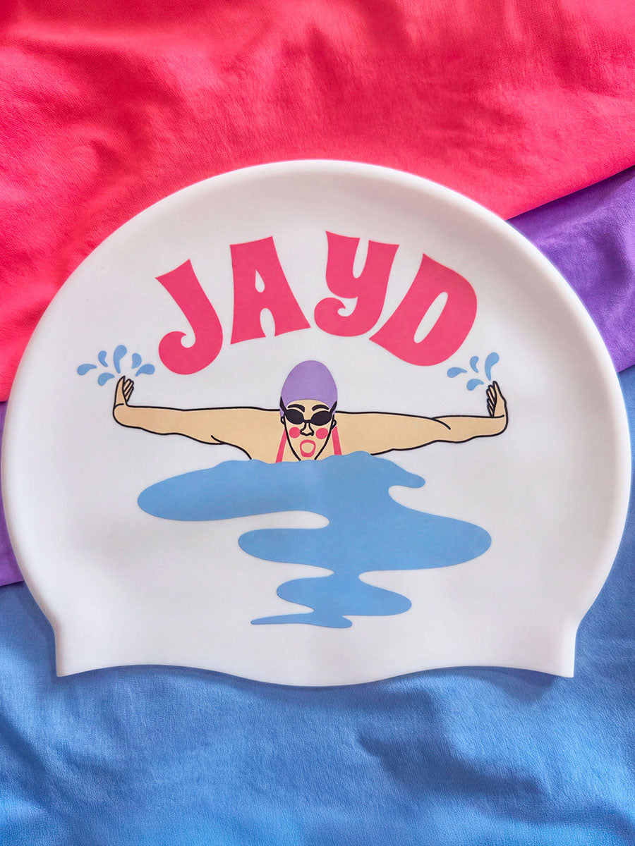 JAYD Swim Cap - Happy Swimming Swimmer