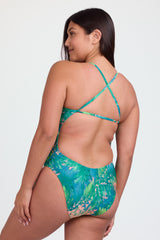 JOLYN AUSTRALIA, Brandon fixed-back Onesie in Luau Love Print, Limited Edition. Back View
