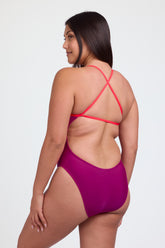 Contrast Brandon Fixed-Back Onesie - Dragon Fruit / Strawberry