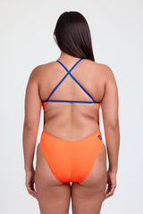 Contrast Brandon Fixed-Back Onesie - Sunkist / Blueberry