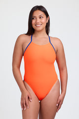 Contrast Brandon Fixed-Back Onesie - Sunkist / Blueberry