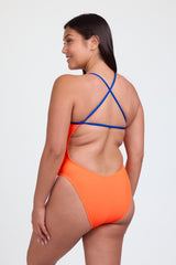 Contrast Brandon Fixed-Back Onesie - Sunkist / Blueberry