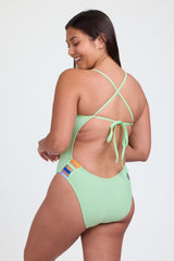 Contrast Gavin Tie-Back Onesie - Mint