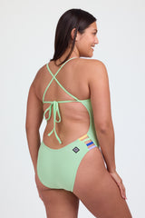 Contrast Gavin Tie-Back Onesie - Mint