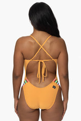 Contrast Gavin Tie-Back Onesie - Kumquat