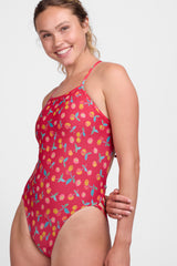 Printed Gavin Tie-Back Onesie - Tart