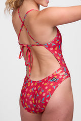 Printed Gavin Tie-Back Onesie - Tart