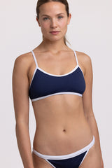 Contrast Jocelyn Fixed-Back Top - Navy