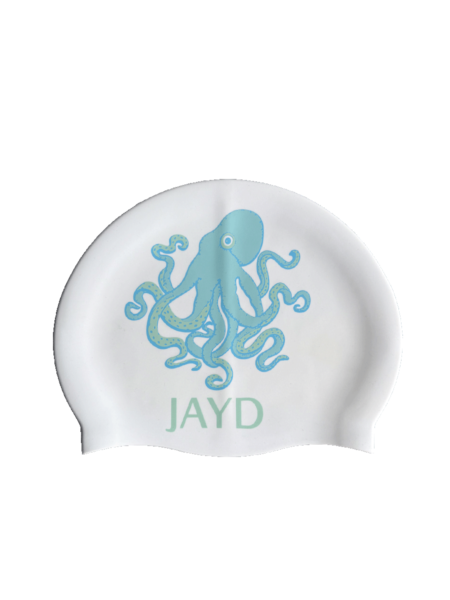 Power through your next training session with this must-have blue octopus double sided JAYD Swim Cap that is fast, fierce and totally ocean-obsessed.