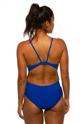 JOLYN Australia, Devon onesie. The Devon offers the fullest coverage. This particular suit is in the colour blueberry