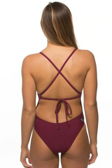 Dayno Tie-Back Onesie - Cabernet