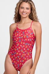 Printed Perry Fixed-Back Onesie - Tart
