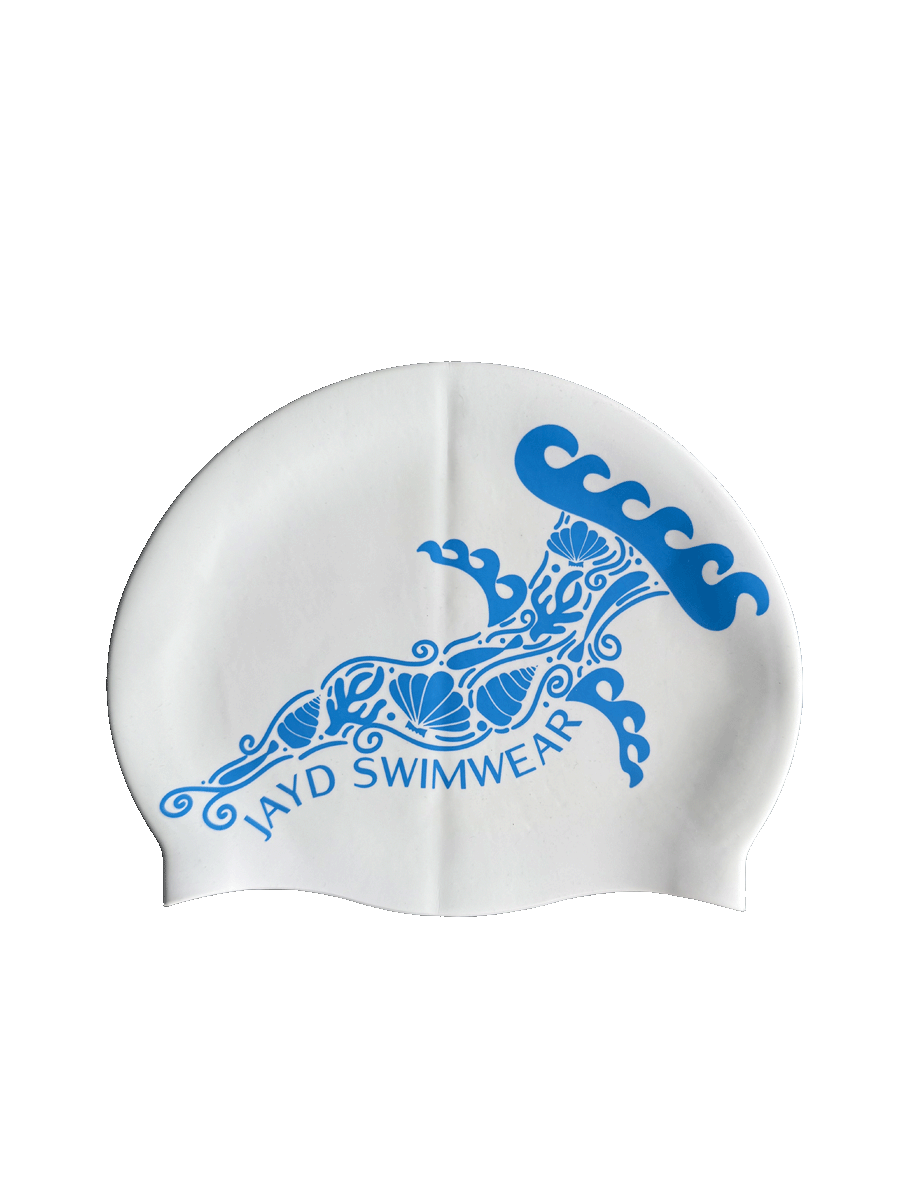Add a touch of elegance to your swimwear fit with this intricately detailed double sided blue hammer head JAYD Swim Cap, designed to embody the cohesion of the ocean and those who inhabit it.