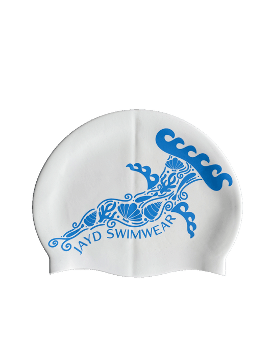Add a touch of elegance to your swimwear fit with this intricately detailed double sided blue hammer head JAYD Swim Cap, designed to embody the cohesion of the ocean and those who inhabit it.