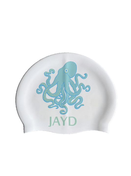 Power through your next training session with this must-have blue octopus double sided JAYD Swim Cap that is fast, fierce and totally ocean-obsessed.