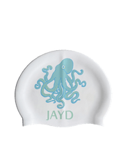 Power through your next training session with this must-have blue octopus double sided JAYD Swim Cap that is fast, fierce and totally ocean-obsessed.
